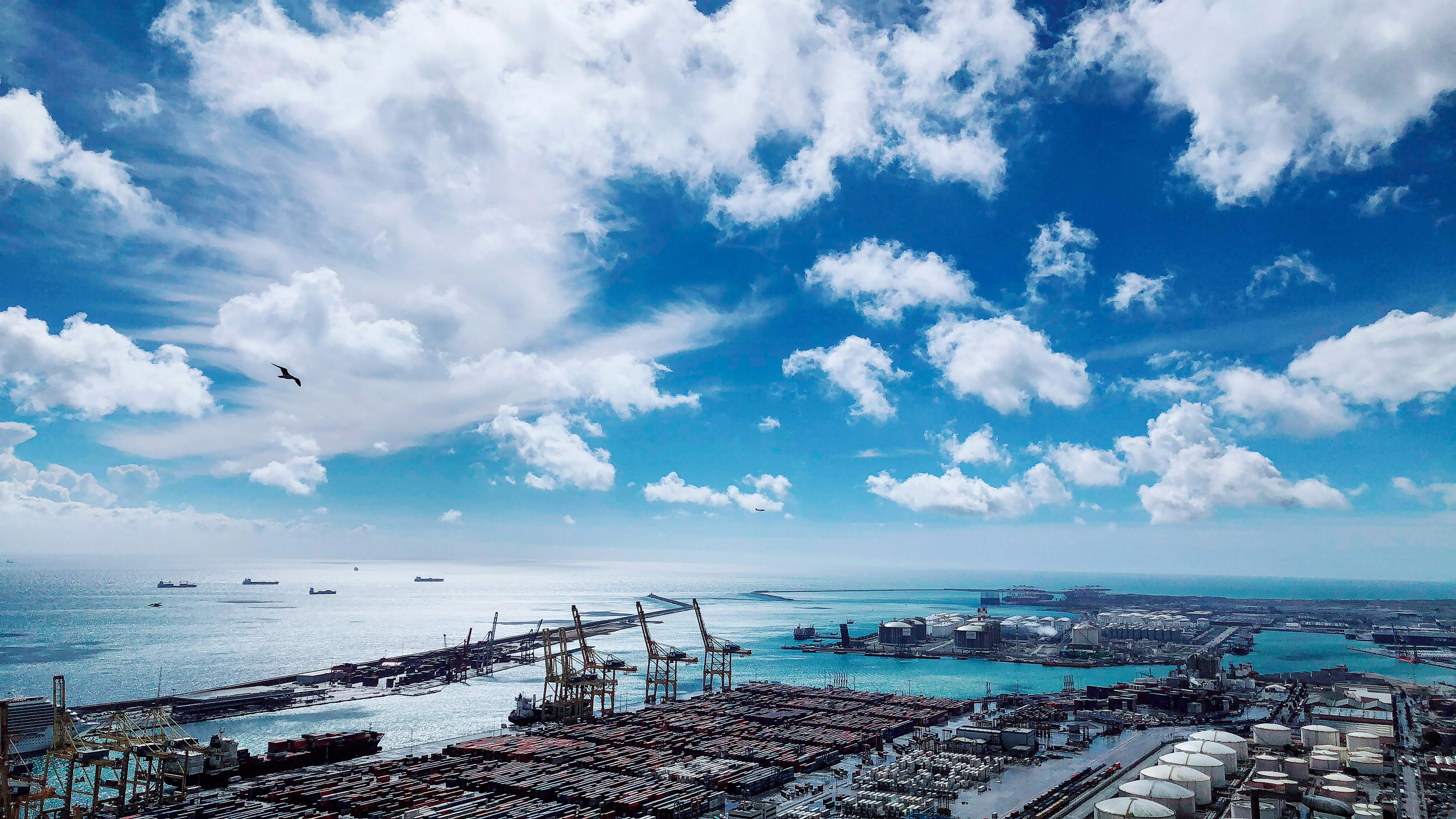 Cargo vessel navigating open water