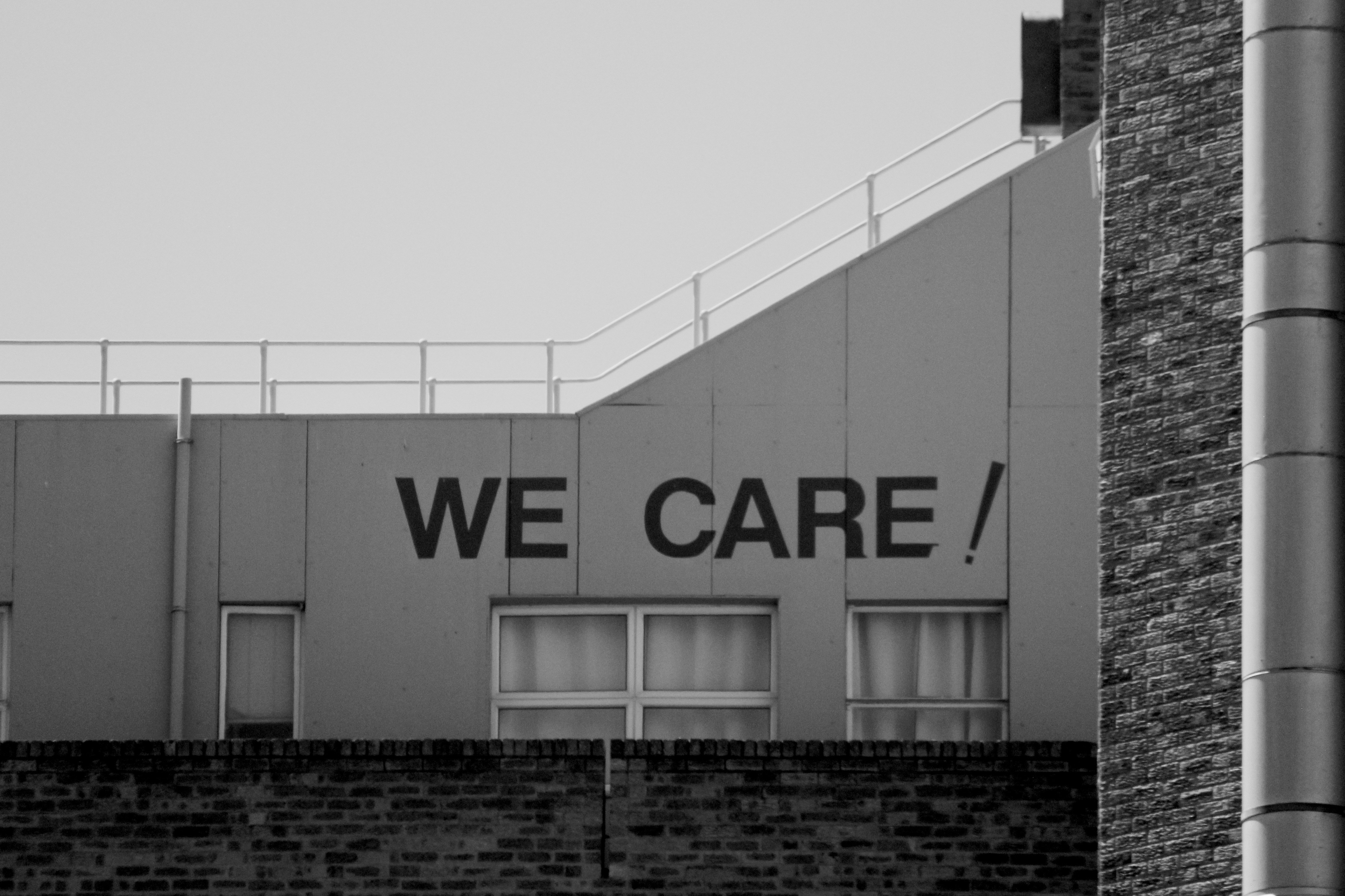 We Care sign representing AZOV WAVE Shipping and Trading client commitment